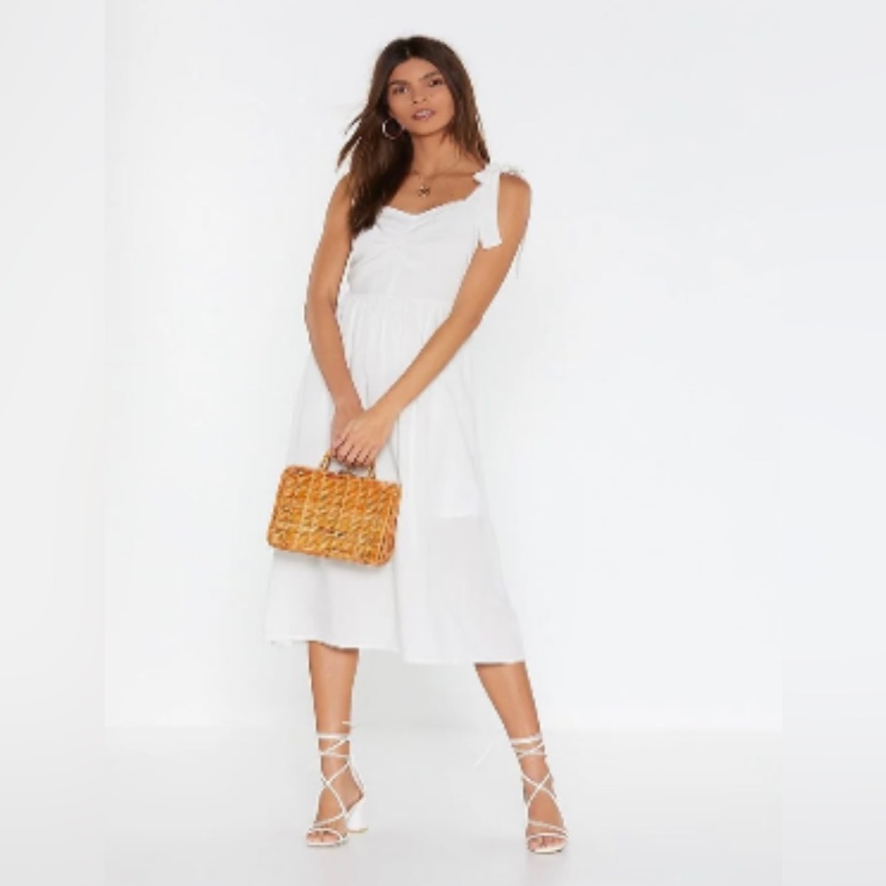 Nasty Gal Tie Shoulder Gathered Mini Dress